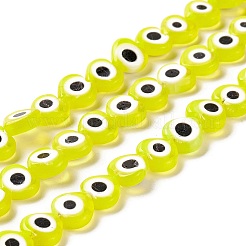 手作りナザールボンジュウランプワークビーズ連売り  ハート  きいろ  6~7x8x3mm  穴：1mm  約47~49個/連  13.19~13.98インチ（33.5~35.5cm）&nbsp;LAMP-F023-B02