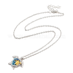 Aquamarine Rhinestone Sea Turtles Pendant Necklace for Women&nbsp;NJEW-I113-02G