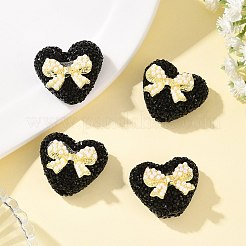 5Pcs Resin and Alloy Heart Beads&nbsp;RESI-SZ0002-17F