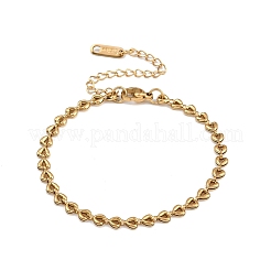 4MM 304 Stainless Steel Heart Link Chain Bracelets for Women&nbsp;BJEW-G759-07G