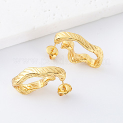 女性用304ステンレススチールスタッドピアス  ナゲット  ゴールドカラー  25x15mm&nbsp;OC3573