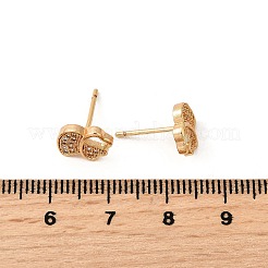 女性用真鍮マイクロパヴェクリアキュービックジルコニアスタッドピアス  カドミウムフリー＆鉛フリー  長持ちメッキ  ラックめっき  ゴールドカラー  ハート  9.5x10.5mm&nbsp;EJEW-G428-25G-07
