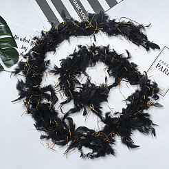 七面鳥の羽飾りアクセサリー  のための diy 衣装  ヘアアクセサリー  背景クラフト  ブラック  2000x140x14mm&nbsp;FIND-WH20012-43A