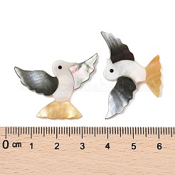 天然のブラックリップシェル、ホワイトシェル、イエローシェルのカボション  鳥  カラフル  24x35x3mm&nbsp;SSHEL-I026-26