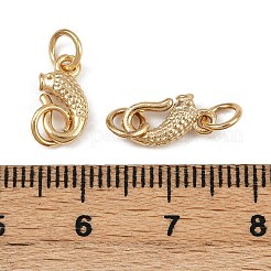 真鍮製S字クラスプ  カドミウムフリー＆鉛フリー  魚  丸カン付き  24KGP本金メッキ  11x5.5x2.5mm  穴：3.4mm&nbsp;KK-P310-18G