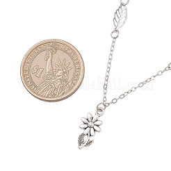 Alloy Flower Pendant Brass Leaf Link Chain Necklaces for Women&nbsp;NJEW-JN05866