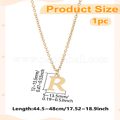 304ステンレススチールレターペンダントネックレス  鉛フリー＆ニッケルフリー＆カドミウムフリー  文字r  17.52インチ（44.5cm）〜17.72インチ（45cm）  文字：1mm&nbsp;NJEW-LP0001-53R-G