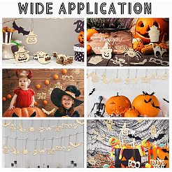 木製の装飾品  ジュートより糸付き  ハロウィン吊り飾り  パーティーギフトの家の装飾  ミックスカラー  48.5~90x53.5~112x2.5mm  穴：2.5~4.5mm  10のセット/袋&nbsp;WOOD-PH0009-31