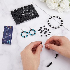 3連売り手作りポリマークレイビーズ連売り  ジュエリー工芸用品のDIY用  フラットラウンド  ブラック  6~7x3mm  穴：1.5mm  約113~116個/連  15.55インチ〜16.14インチ（39.5~41cm）&nbsp;CLAY-SC0001-67A
