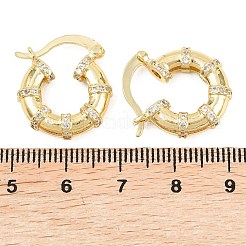 Bamboo Brass Micro Pave Clear Cubic Zirconia Hoop Earrings&nbsp;EJEW-F405-01G