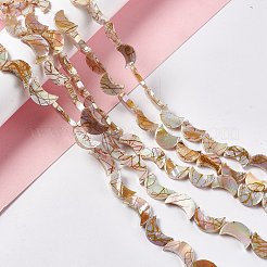 ドローベンチ スタイルの天然淡水シェル ビーズ 連売り  ABカラーメッキ  ムーン  カラフル  12~15x9x3mm  穴：0.7mm  約25個/連  14.57~14.96インチ（37~38cm）&nbsp;SHEL-F003-05