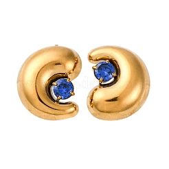 304ステンレススチールマイクロパヴェキュービックジルコニアスタッドピアス  ティアドロップ  ゴールドカラー  19x18mm&nbsp;EJEW-B138-01G