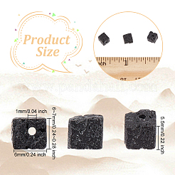 天然溶岩岩ビーズ連売り  キューブ  6~7x6x5.5mm  穴：1mm  約60個/連  14.96''（38センチメートル）&nbsp;G-WH0018-034A