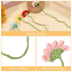 5Pcs 5 Colors Wool Crochet Flower & Heart Hanging Bookmarks&nbsp;AJEW-GL0003-55