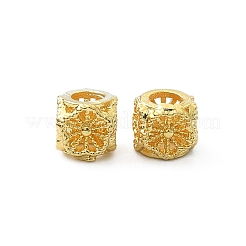 真鍮ビーズ  花を持つキューブ  18KGP本金メッキ  5x5x5mm  穴：2.5mm&nbsp;KK-P232-23G
