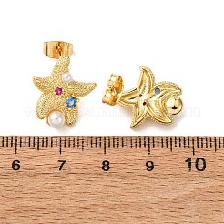 Brass Micro Pave Cubic Zirconia Stud Earrings&nbsp;EJEW-K267-28G