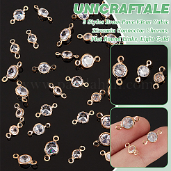 60Pcs 3 Styles Brass Pave Clear Cubic Zirconia Connector Charms&nbsp;FIND-UN0004-42