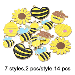 14Pcs 7 Styles Bees Theme Alloy Enamel Pandants&nbsp;FIND-FP0002-83