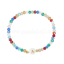 Handmade Bohemian Colorful Crystal Beaded Alphabet Charm Bracelet for Women&nbsp;UI5654-27