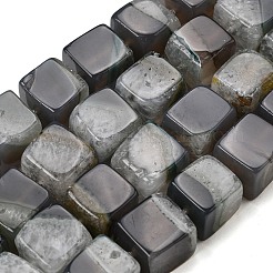 天然石瑪瑙ビーズ連売り  キューブ  シードビーズで  グレー  14~17x14~17x14~16mm  穴：1.4~1.6mm  約22個/連  16.34''~16.73''（41.5~42.5センチメートル）&nbsp;G-F820-O01-01G