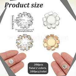 2色合金ラインストーンカボション160個  花  ミックスカラー  10x5mm  80個/カラー&nbsp;ALRI-GO0001-05