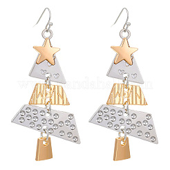 クリスマスツリー合金ペンダントネックレス＆ダングルイヤリングセット  プラチナ·ゴールデン  450ミリ＆68x33mm&nbsp;WG3F9DA-03