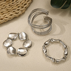 Iron & CCB Plastic Beaded Stretch Bracelets & Cuff Bangles Set for Women&nbsp;FS-WGEA17F-01