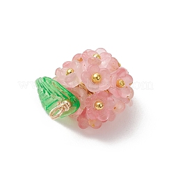 透明なアクリルパーツ  真鍮パーツ  花のチャーム  ミックスカラー  19~20.5x17~20.5x12~14mm  穴：2mm&nbsp;PALLOY-JF04847