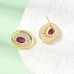 Brass Micro Pave Cubic Zirconia Stud Earrings&nbsp;EJEW-G471-13G-06