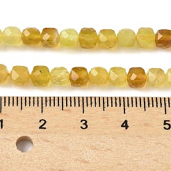 天然石イエローオパールビーズ連売り  多面カット  キューブ  4x4x4mm  穴：0.7mm  約96個/連  15.20''（38.6センチメートル）&nbsp;G-R013-C01