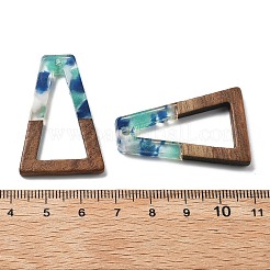 樹脂とクルミのペンダント  台形  ミックスカラー  38x24.5x2.5mm  穴：1.8mm&nbsp;FIND-R051-03A