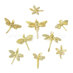 9 個 9 スタイル真鍮とキュービックジルコニアペンダント  トンボ  18KGP本金メッキ  19~32x18~31x2~3mm  穴：3~3.5mm  1個/スタイル&nbsp;KK-CJ0003-33