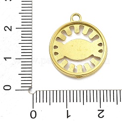 イオンプレーティング（IP）304ステンレススチールラインストーンペンダント  フラットラウンド  18KGP本金メッキ  21x18x2.5mm  穴：1.8mm&nbsp;STAS-U034-06G