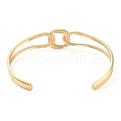 304ステンレススチール中空長方形カフバングル女性用  ゴールドカラー  内径：2-5/8インチ（6.6cm）&nbsp;BJEW-D061-03G