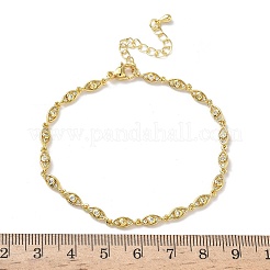 Brass Micro Pave Clear Cubic Zirconia Eye Link Chain Bracelets for Women&nbsp;BJEW-G764-09G