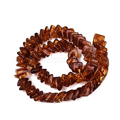 天然琥珀ビーズ連売り  菱形  サドルブラウン  9~13x9~13x2~4.5mm  穴：0.7~1mm  約73~75個/連  15.55~15.75インチ（39.5~40cm）&nbsp;G-N371-12A-02