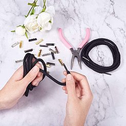 DIY作りセット  ポリエステルコード付き  DIYの靴ひもヘッド修理  プラスチック製の弾性糸通し装置はゴムバンドツールと鉄製縫製針装置を着用する  ミックスカラー  22x5x6.5mm  穴：1mm&nbsp;DIY-PH0024-34