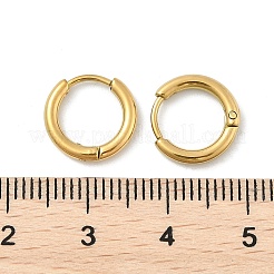 304ステンレススチール製ハギーフープピアス  316サージカルステンレスピン付き  イオンプレーティング（ip）  リング  18KGP本金メッキ  12x2mm  12ゲージ  ピン：0.9mm&nbsp;EJEW-G272-02-8mm-G