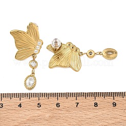 304 Stainless Steel & Clear Cubic Zirconia Dangle Stud Earrings&nbsp;EJEW-G468-01G