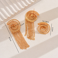 Vintage Alloy Hollowed Sea Shell Shaped Rings & Tassel Earrings Set for Women&nbsp;GH2970