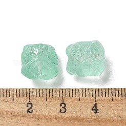 ベーキングペイント透明ガラスビーズ  グラデーションカラー  ライオン  アクアマリン  11.5x11x9.5mm  穴：1.2mm&nbsp;GLAA-C035-01E