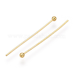 真鍮のボールヘッドピン  長持ちメッキ  18KGP本金メッキ  22ゲージ  25x0.6mm  ヘッド：1.8mm  650個/袋。&nbsp;KK-G331-10-0.6x25