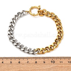 304ステンレススチールカーブチェーンブレスレット  女性のためのジュリー  ゴールデン·ステンレス鋼色  7-7/8インチ（19.9cm）&nbsp;BJEW-K284-02A-GP