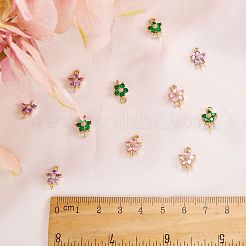 3色の透明ガラスリンク/コネクター15個  真鍮パーツ  多面カット  花  ライトゴールド  ミックスカラー  12.5x8x4mm  穴：1.4mm  5個/カラー&nbsp;GLAA-SZ0002-39