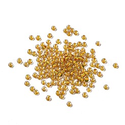 透明なストライプのガラスシードビーズ  ラウンド  ゴールド  3.5~4x2~2.5mm  穴：0.9~1mm  約140~160個/袋&nbsp;GLAA-NH0001-06D