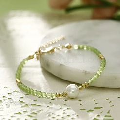 Handmade White Round Shell Pearl and Faceted Round Glass Beaded Bracelets for Women&nbsp;YN0122-6