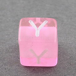 Mixed Letters Transparent Acrylic Cube Beads&nbsp;SACR-S181-06