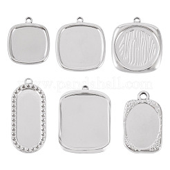 6Pcs 6 Styles 304 Stainless Steel Pendant Cabochon Settings&nbsp;STAS-TA0005-71P