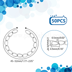 304ステンレススチールカーブチェーンエクステンダー50個  エンドチェーン  ステンレス鋼色  45~52x2.5mm&nbsp;STAS-UN0058-47P