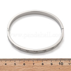 女性用304ステンレススチールラインストーンバングル  ハート  ステンレス鋼色  内径：2x2-3/8インチ（5x6cm）&nbsp;BJEW-Z092-15P